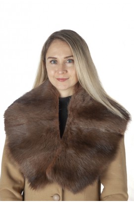 Dark brown polecat fur collar